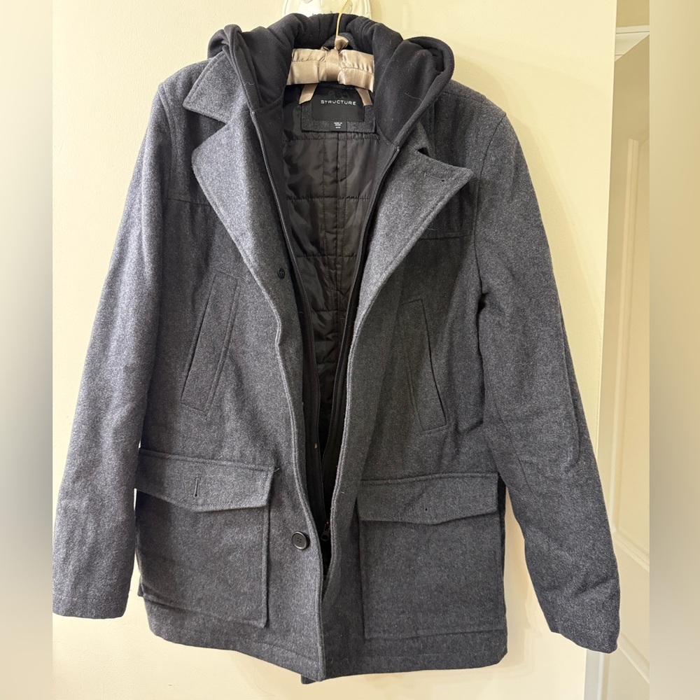 Structure Men's Charcoal Peacoat